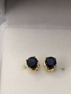 Black Diamond Sterling Silver Gold Plated Stud Earrings 1.26 Carat AAA Fancy